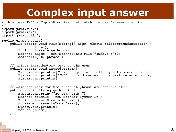 Complex input answer // Displays IMDB's Top 250 movies that match the user's search