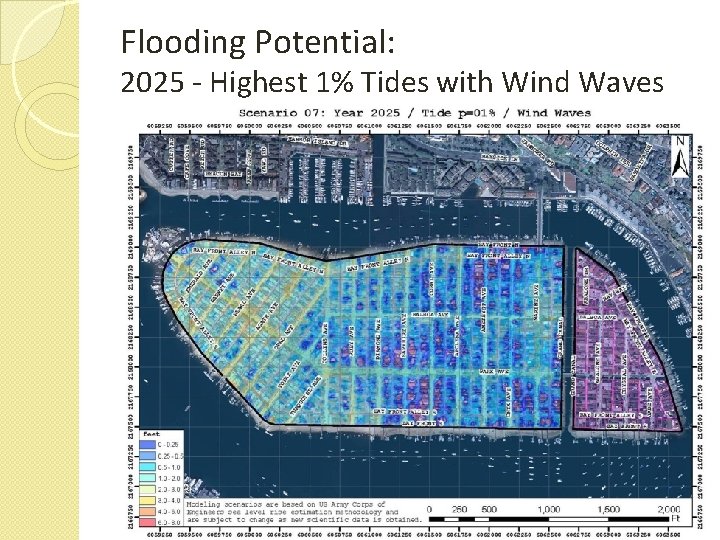 Flooding Potential: 2025 - Highest 1% Tides with Wind Waves 