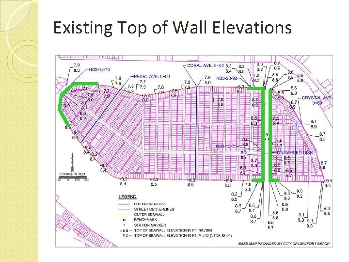 Existing Top of Wall Elevations 