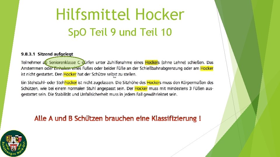 Hilfsmittel Hocker Sp. O Teil 9 und Teil 10 