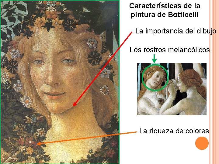 Características de la pintura de Botticelli La importancia del dibujo Los rostros melancólicos La