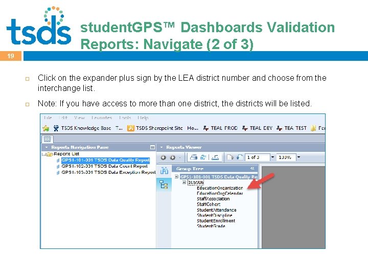 student. GPS™ Dashboards Validation Click to edit Master title style Reports: Navigate (2 of