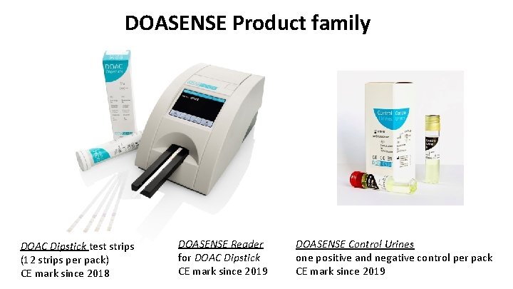 DOASENSE Product family DOAC Dipstick test strips (12 strips per pack) CE mark since