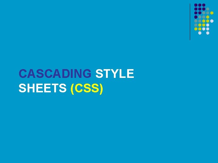 CASCADING STYLE SHEETS (CSS) CASCADING STYLE SHEETS (CSS)