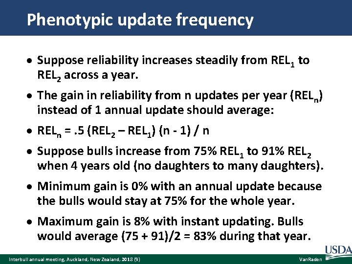 Phenotypic update frequency Suppose reliability increases steadily from REL 1 to REL 2 across