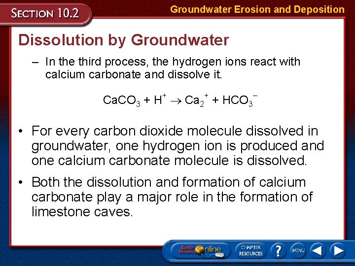 Groundwater Erosion and Deposition Dissolution by Groundwater – In the third process, the hydrogen Groundwater Erosion and Deposition Dissolution by Groundwater – In the third process, the hydrogen