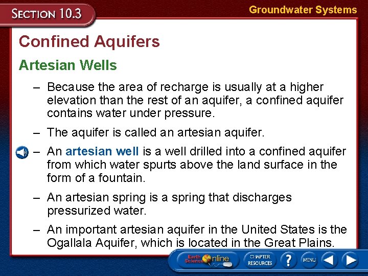 Groundwater Systems Confined Aquifers Artesian Wells – Because the area of recharge is usually Groundwater Systems Confined Aquifers Artesian Wells – Because the area of recharge is usually
