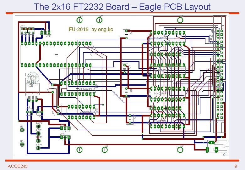 The 2 x 16 FT 2232 Board – Eagle PCB Layout ACOE 243 9