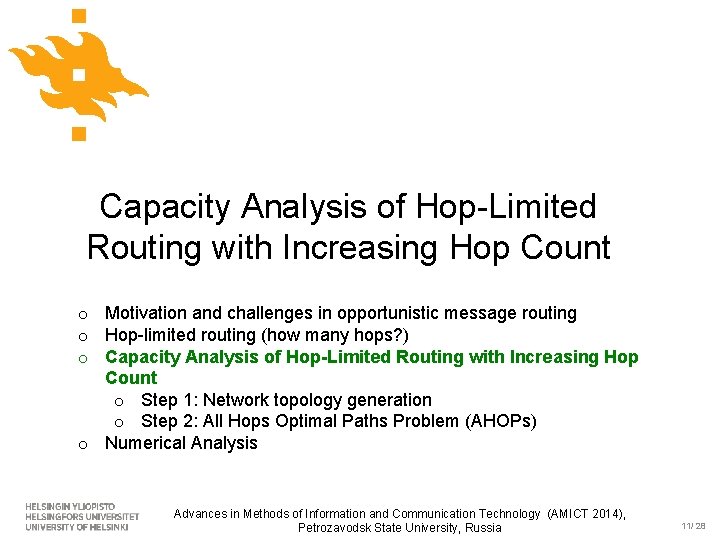 Capacity Analysis of Hop-Limited Routing with Increasing Hop Count o Motivation and challenges in