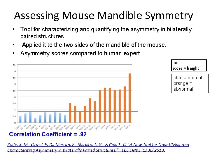 Assessing Mouse Mandible Symmetry • Tool for characterizing and quantifying the asymmetry in bilaterally