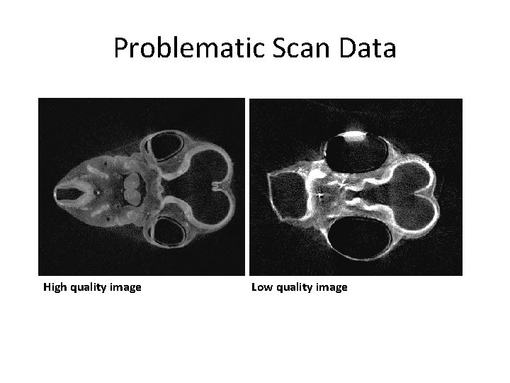 Problematic Scan Data High quality image Low quality image 