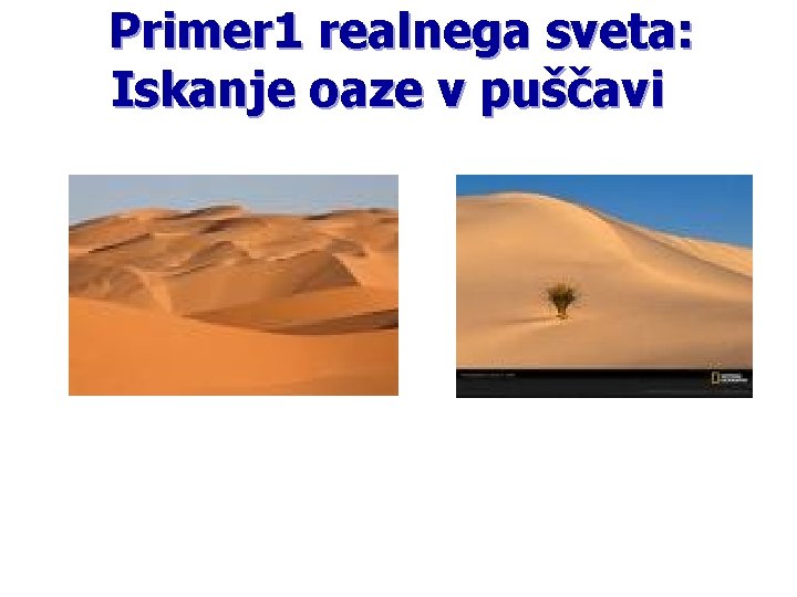 Primer 1 realnega sveta: Iskanje oaze v puščavi 