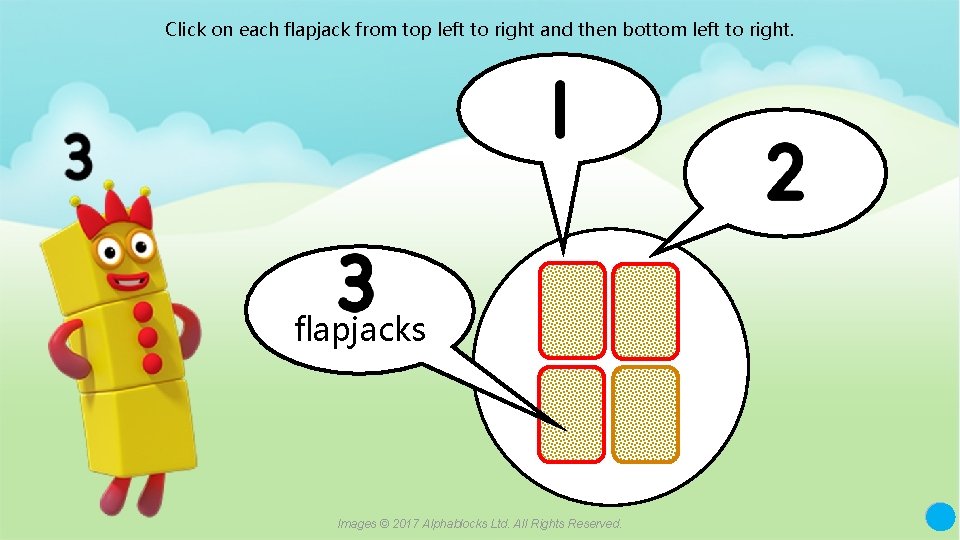 Click on each flapjack from top left to right and then bottom left to