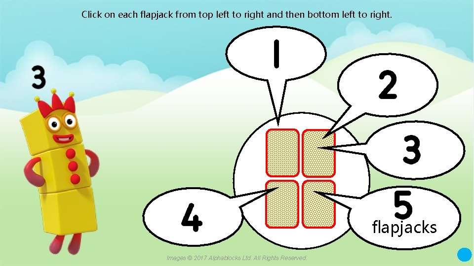 Click on each flapjack from top left to right and then bottom left to