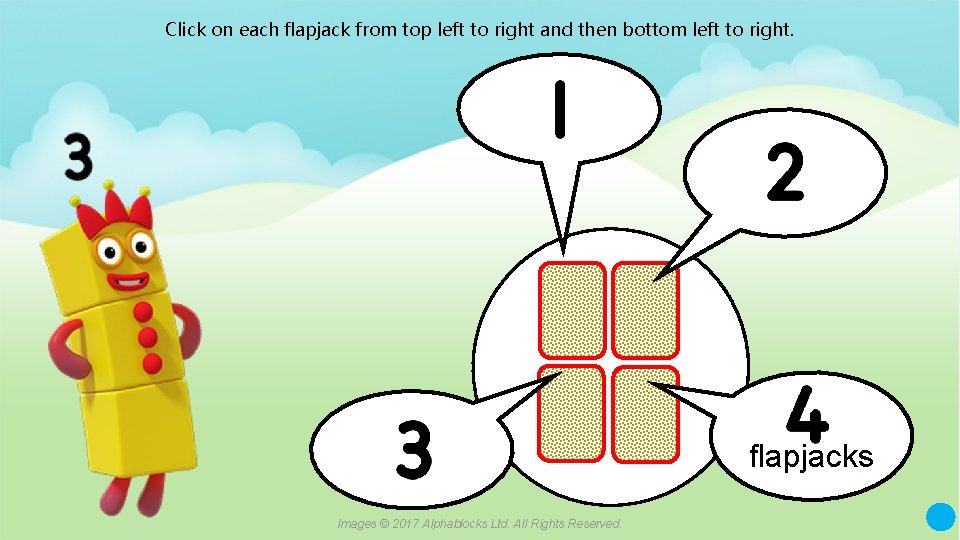 Click on each flapjack from top left to right and then bottom left to