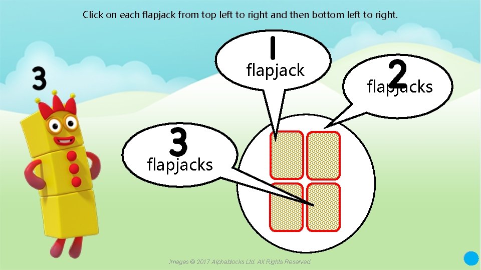 Click on each flapjack from top left to right and then bottom left to