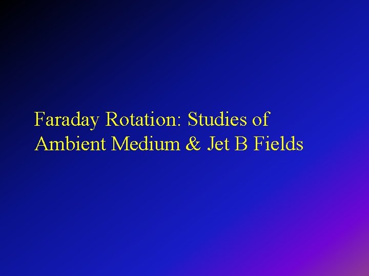 Faraday Rotation: Studies of Ambient Medium & Jet B Fields 