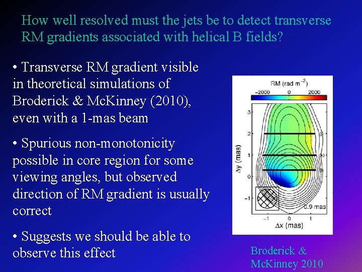 How well resolved must the jets be to detect transverse RM gradients associated with