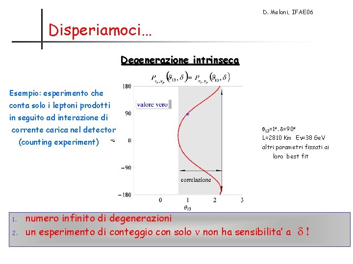 D. Meloni, IFAE 06 Disperiamoci… Degenerazione intrinseca Esempio: esperimento che conta solo i leptoni