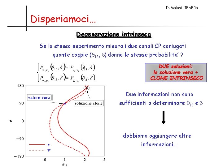 D. Meloni, IFAE 06 Disperiamoci… Degenerazione intrinseca Se lo stesso esperimento misura i due