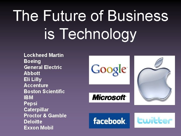 The Future of Business is Technology Lockheed Martin Boeing General Electric Abbott Eli Lilly