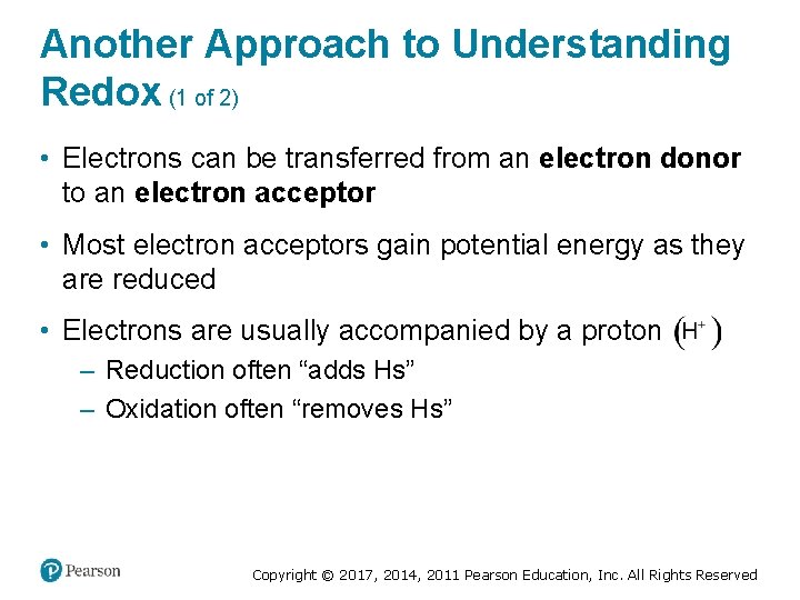 Another Approach to Understanding Redox (1 of 2) • Electrons can be transferred from