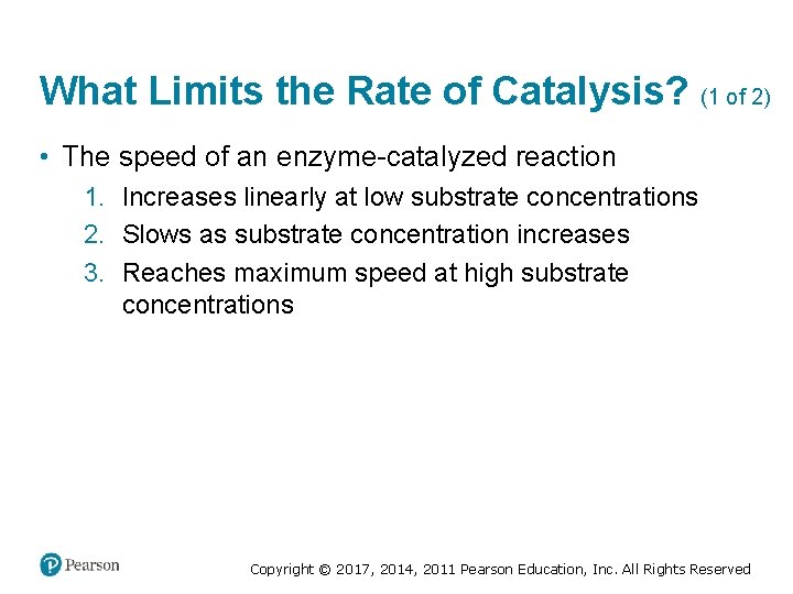 What Limits the Rate of Catalysis? (1 of 2) • The speed of an