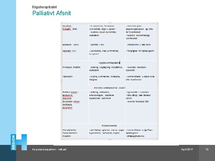 Rigshospitalet Palliativt Afsnit Depressionspakken - udkast April 2017 12 