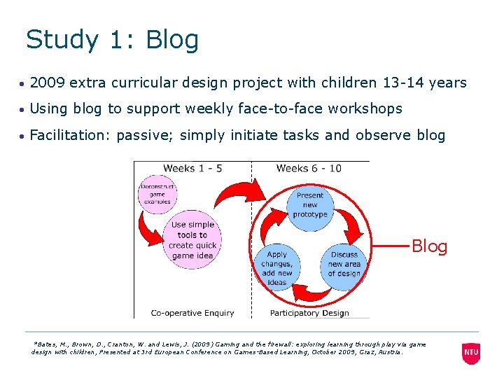 Study 1: Blog • 2009 extra curricular design project with children 13 -14 years