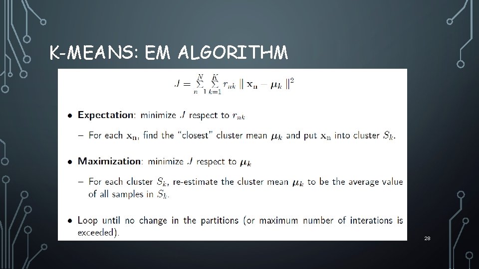 K-MEANS: EM ALGORITHM 28 
