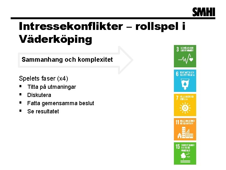 Intressekonflikter – rollspel i Väderköping Sammanhang och komplexitet Spelets faser (x 4) § §