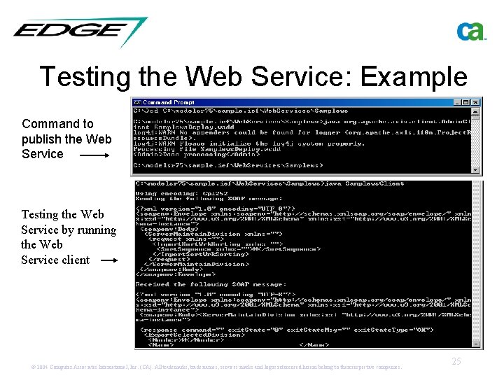 Testing the Web Service: Example Command to publish the Web Service Testing the Web