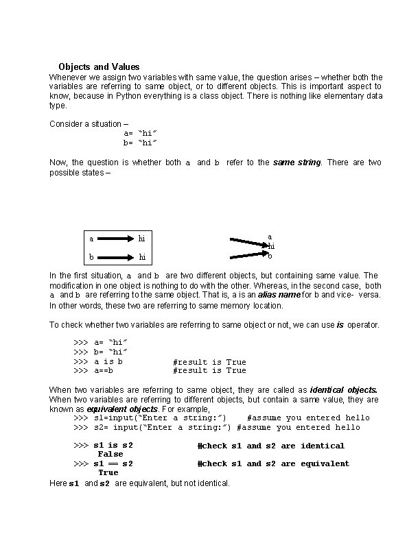 Objects and Values Whenever we assign two variables with same value, the question arises