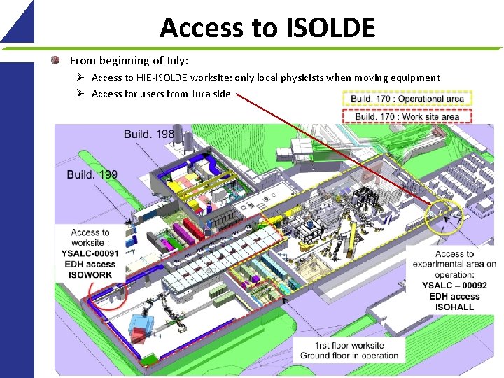 Access to ISOLDE From beginning of July: Ø Access to HIE-ISOLDE worksite: only local