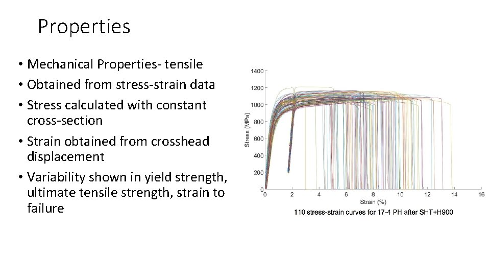 Properties • Mechanical Properties- tensile • Obtained from stress-strain data • Stress calculated with