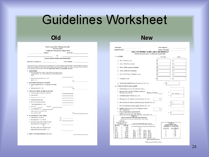 Guidelines Worksheet Old New 24 