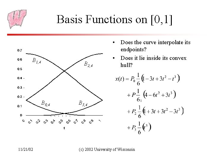 Basis Functions on [0, 1] B 1, 4 B 2, 4 B 0, 4