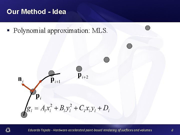 Our Method - Idea § Polynomial approximation: MLS. Eduardo Tejada - Hardware-accelerated point-based rendering
