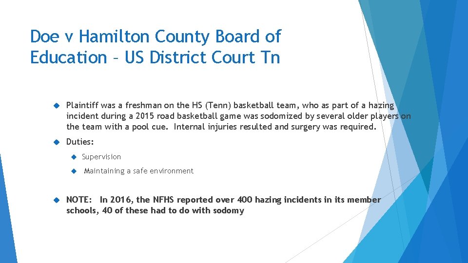 Doe v Hamilton County Board of Education – US District Court Tn Plaintiff was