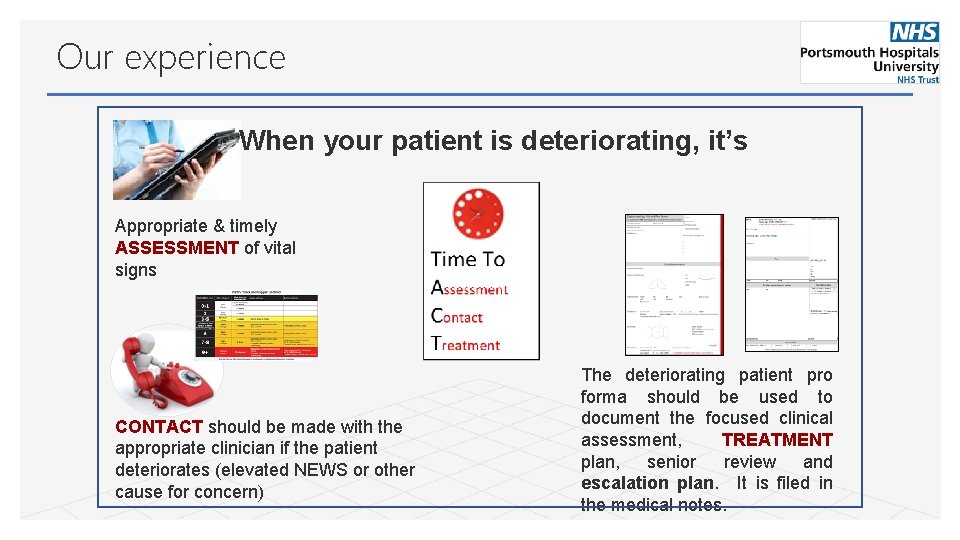 Our experience When your patient is deteriorating, it’s Appropriate & timely ASSESSMENT of vital