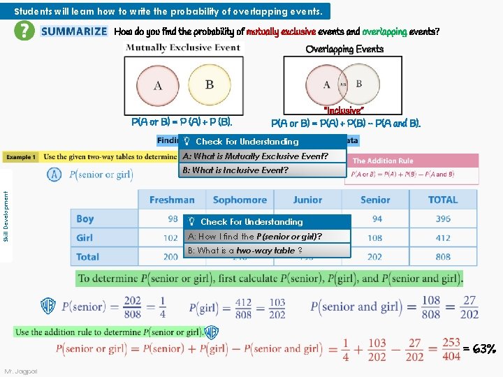 Students will learn how to write the probability of overlapping events. How do you