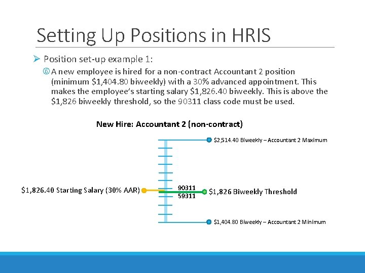 Setting Up Positions in HRIS Ø Position set-up example 1: A new employee is