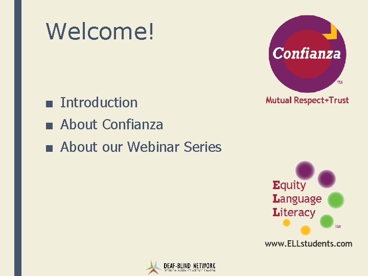 Welcome! ■ Introduction ■ About Confianza ■ About our Webinar Series 
