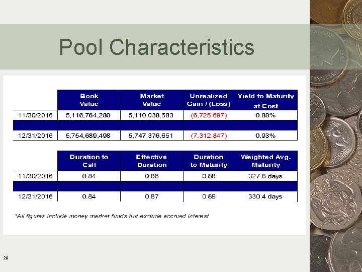 Pool Characteristics 28 