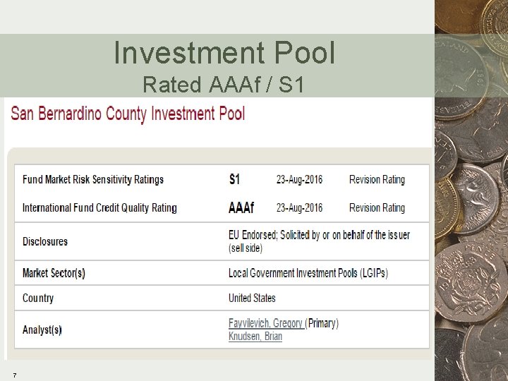 Investment Pool Rated AAAf / S 1 7 7 