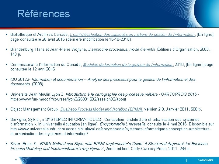 Références • Bibliothèque et Archives Canada, L'outil d'évaluation des capacités en matière de gestion