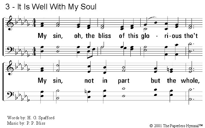 3 - It Is Well With My Soul 3. My sin, oh, the bliss