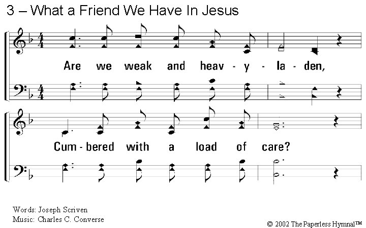 3 – What a Friend We Have In Jesus 3. Are we weak and