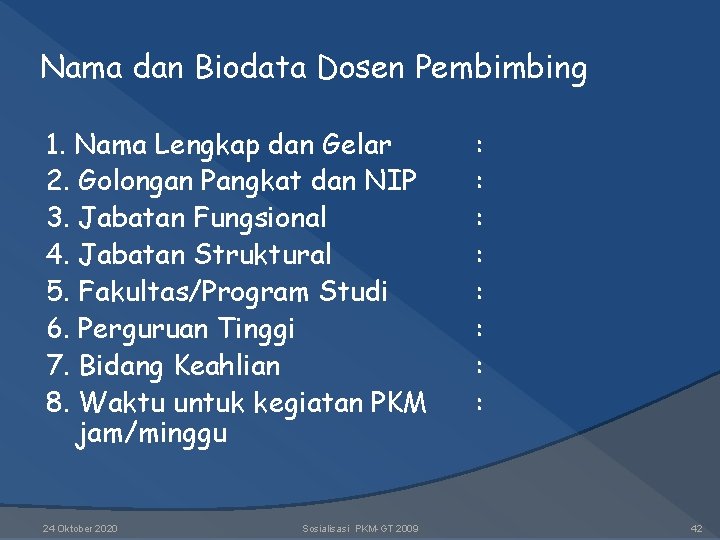Nama dan Biodata Dosen Pembimbing 1. Nama Lengkap dan Gelar 2. Golongan Pangkat dan Nama dan Biodata Dosen Pembimbing 1. Nama Lengkap dan Gelar 2. Golongan Pangkat dan