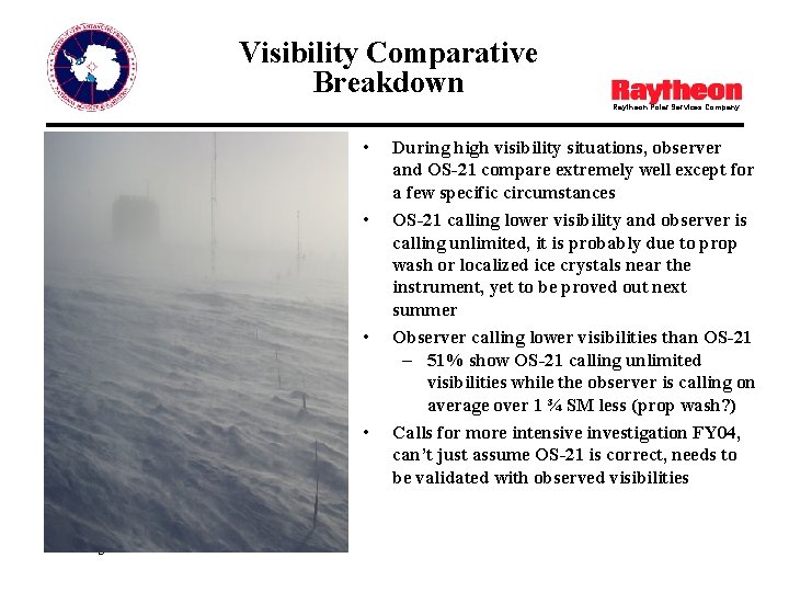 Visibility Comparative Breakdown Raytheon Polar Services Company • • Advancing Polar Science During high